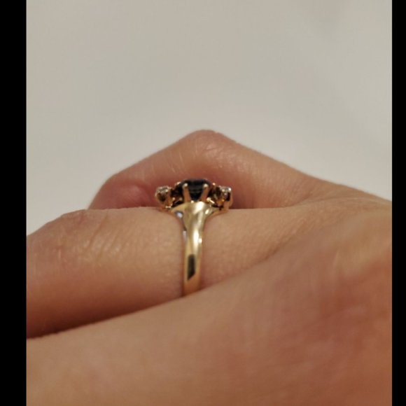 Antique 14K Sapphire and Diamond Ring - Picture 11 of 14